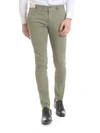 Incotex Flat Front Solid Stretch Cotton Chino Trousers In Green