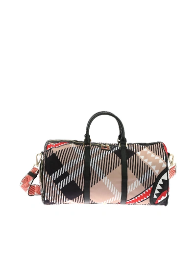 Sprayground Shark In London Bag In Black And Beige In Multicolor