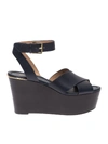 MICHAEL KORS ABBOTT WEDGE SANDALS IN BLUE