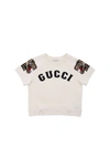 GUCCI SWEATSHIRT IN CREAM COLOR WITH LOGO EMBROIDERY,544002 XJAL9 9061