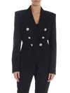 BALMAIN VIRGIN WOOL DOUBLE-BREASTED JACKET IN BLACK