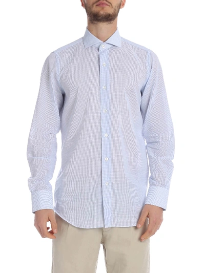 Finamore 1925 Milano Shirt In White And Light Blue