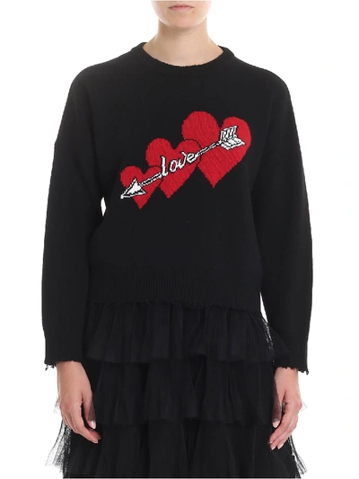 Red Valentino Love Intarsia Pullover In Black