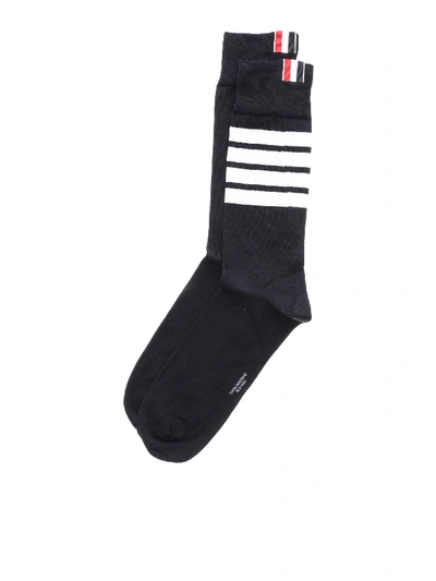 Thom Browne 4 Bar Stripe Socks In Blue