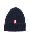 THOM BROWNE 4 BAR STRIPE BEANIE IN BLUE CASHMERE