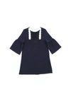 CHLOÉ BLUE DRESS WITH WHITE EMBROIDERED DETAILS