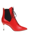 SERGIO ROSSI LACE-UP ANKLE BOOTS IN RED LEATHER,A85670-MAGN05-6223-119