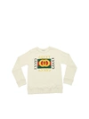 GUCCI WHITE SWEATSHIRT WITH LOGO PRINT,483878 X3G97 9112