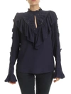 SEE BY CHLOÉ INK NAVY BLOUSE WITH EMBROIDERY