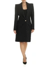 BALMAIN SINGLE-BREASTED COAT IN BLACK LAMÉ WOOL