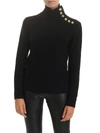 PACO RABANNE BLACK TURTLENECK PULLOVER WITH GOLDEN BUTTONS