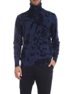 ETRO ETRO BLUE TURTLENECK WITH FLORAL PATTERN,1M964 9668 200