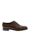 EDWARD GREEN OXFORD SHOES IN BROWN WITH PIERCED DETAIL