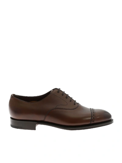 Edward Green Oxford Shoes In Brown With Pierced Detail