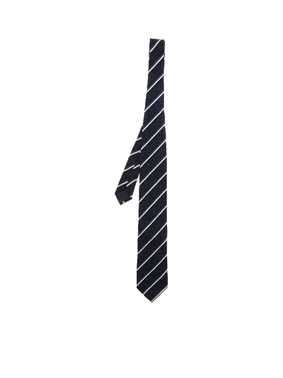 Ermenegildo Zegna Knitted Fabric Tie In Blue And Black