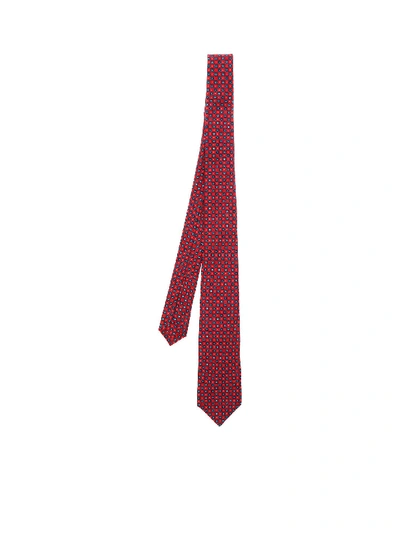 Kiton Red Tie With Floral Pattern