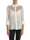 ELISABETTA FRANCHI IVORY SHIRT WITH STAR EMBROIDERY