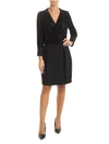 ELISABETTA FRANCHI BLACK CHEMISIER DRESS WITH FLOCK LOGO PRINT