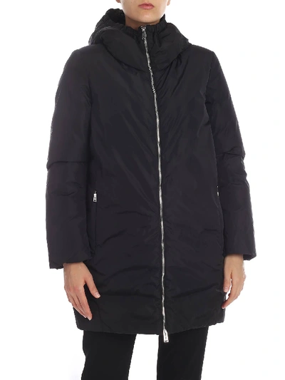 Add Black Hooded Down Jacket