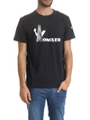MONCLER PRINTED T-SHIRT IN BLUE