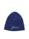 BALMAIN BLUE BEANIE WITH SIGNATURE LOGO