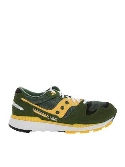 Saucony Azura Sneaker Made Of Microsuede With Green And Yellow Mesh