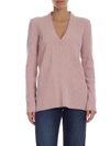 ALBERTA FERRETTI ALBERTA FERRETTI PINK PULLOVER WITH MOTHER OF PEARL BUTTONS