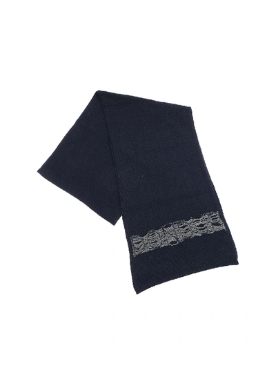 Dondup Blue Scarf With Inlaid Logo