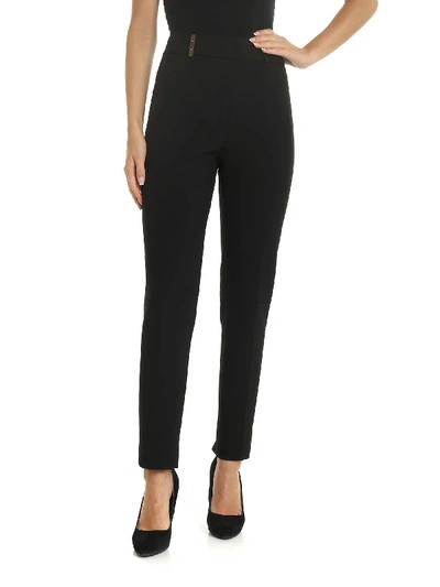 Peserico Trousers With Slits In Stretch Viscose Canvas In Black