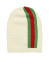 GUCCI CREAM-colourED BEANIE WITH WEB INLAY,574682 4K206 9266