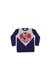Gucci Gg Wool Inlay Pullover In Blue In Blue