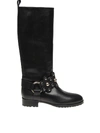 Red Valentino Leather Boot With Flower Detail Puzzle Black Color In Black