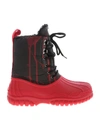 GCDS RED ANKLE BOOTS WITH BLACK LEG