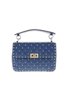 VALENTINO GARAVANI ROCKSTUD MEDIUM SPIKE BAG IN PALE BLUE