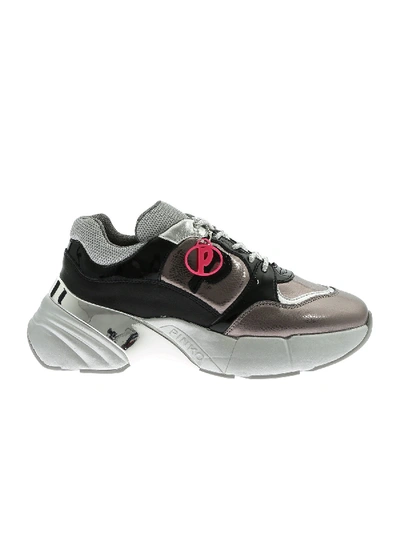 Pinko Olivo Sneakers In Black And Silver In Grey