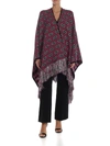 GUCCI PINK AND BLACK JACQUARD PONCHO WITH GG STRIPED PATTERN,578498 3GD40 1072