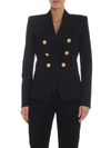 BALMAIN BLACK DOUBLE-BREASTED JACKET WITH GOLDEN BUTTONS