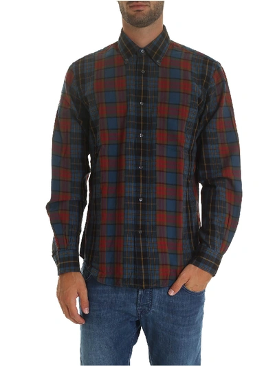 Aspesi New Robert Shirt In Blue And Red Tartan In Multicolour