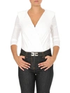 ELISABETTA FRANCHI WHITE V-NECK BODY SHIRT,CB-078-96E2-V199 360