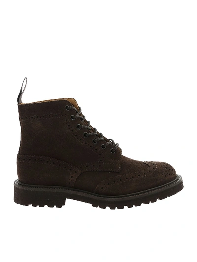 Tricker's Brown Ankle Boots With Stitching