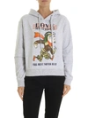 LOVE MOSCHINO GREY SWEATSHIRT WITH MILITARY AERONAUTICAL PRINT