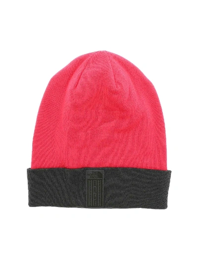 The North Face Fuchsia Beanie With Contrasting Turned Up