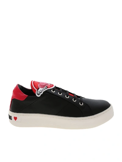 Love Moschino Black Trainers With Heart Patch