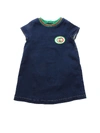 Gucci Short-sleeve Denim Dress W/ Interlocking G Patch, Size 6-36 Months In Blue