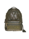 MOSCHINO QUILTED BACKPACK IN ARMY GREEN