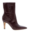 MAISON MARGIELA POINTED TOE ANKLE BOOTS IN WINE COLOR