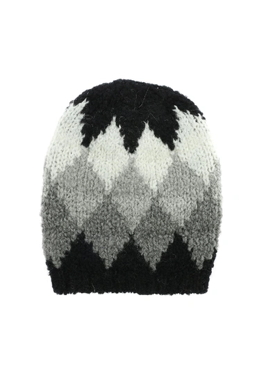 Woolrich Flame Beanie In Black And Shades Of Grey