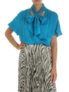 ALICE AND OLIVIA ALICE + OLIVIA TURQUOISE BLOUSE WITH BOW