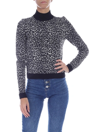 Michael Kors Animal Print Pullover In Black And Grey