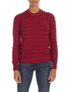 FAY BRAIDED KNITTING PULLOVER IN BURGUNDY